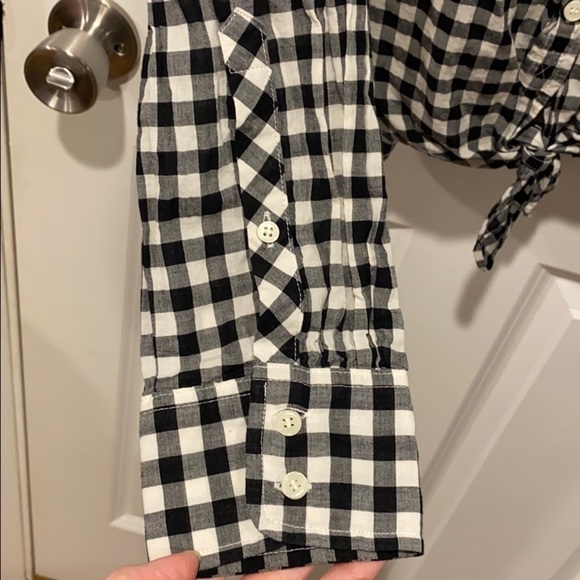 J Crew Lightweight Gingham Tie Front Top EUC - Picture 6 of 8